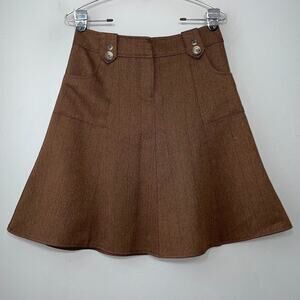 Y2K Cleveland Street Size 7 Brown Herringbone Skirt Dark Academia Heritage Twee